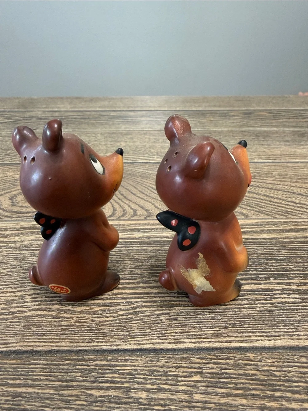 Vintage 60’s Japan Brown Bear Salt & Pepper‎ shakers Cartoon Style Nostalgic